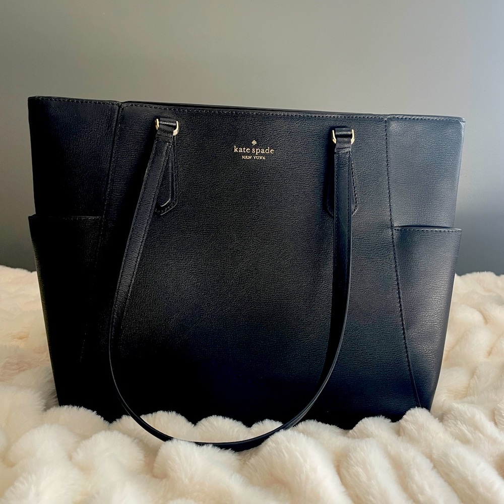 Kate Spade Medium Black Leather zip top tote